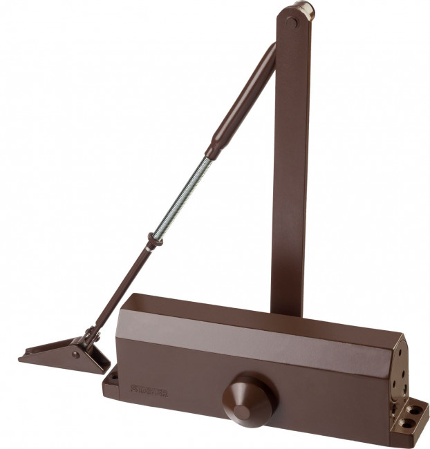 Доводчик дверной STAYER, для дверей массой до 100 кг, цвет коричневый,  ( 37917-100 ) Доводчик дверной STAYER, для дверей массой до 100 кг, цвет коричневый,  ( 37917-100 )