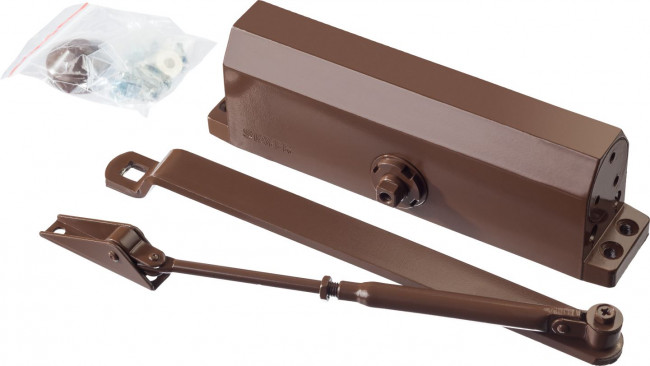 Доводчик дверной STAYER, для дверей массой до 100 кг, цвет коричневый,  ( 37917-100 ) Доводчик дверной STAYER, для дверей массой до 100 кг, цвет коричневый,  ( 37917-100 )