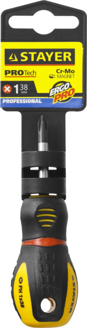 Отвертка STAYER "PROFESSIONAL" "PROTech", двухкомп рукоятка, намагниченная, Cr-Mo, PH1x38мм,  ( 25132-1-38_z02 ) Отвертка STAYER "PROFESSIONAL" "PROTech", двухкомп рукоятка, намагниченная, Cr-Mo, PH1x38мм,  ( 25132-1-38_z02 )