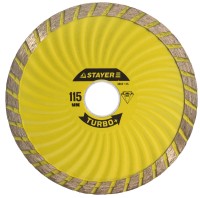 Круг отрезной алмазный STAYER "TURBO+", сегментированный, сухая и влажная резка, для УШМ, 22,2х105мм,  ( 3663-105 )