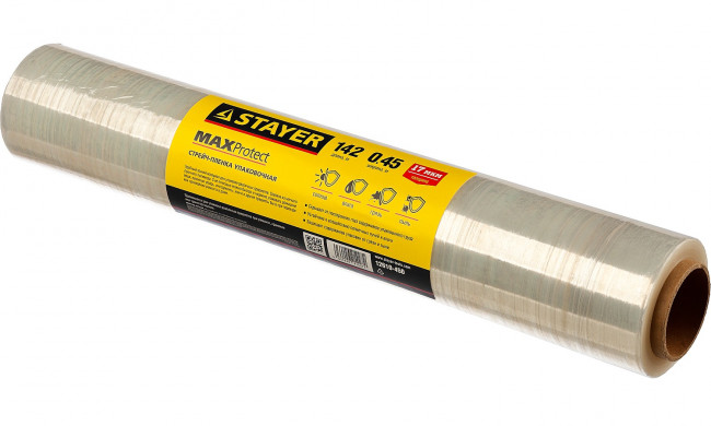Стрейч-пленка "MAXProtect" упаковочная, ручная, 17мкм, 0,45 х 142 м, STAYER, ( 12610-450 ) Стрейч-пленка "MAXProtect" упаковочная, ручная, 17мкм, 0,45 х 142 м, STAYER, ( 12610-450 )
