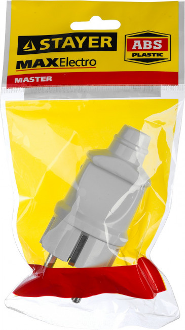 Вилка MAXElectro электрическая, 16А/220В, с заземлением, белая, STAYER,  ( 55160-W )