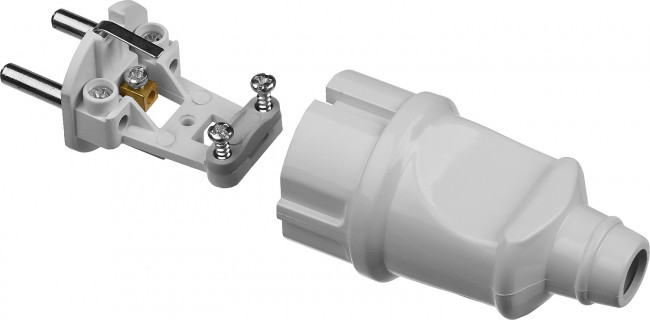 Вилка MAXElectro электрическая, 16А/220В, с заземлением, белая, STAYER,  ( 55160-W )