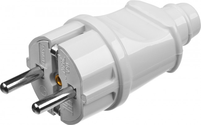 Вилка MAXElectro электрическая, 16А/220В, с заземлением, белая, STAYER,  ( 55160-W )