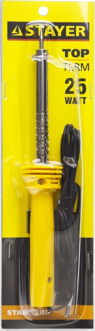 Паяльник STAYER "STANDARD" с пластмассовой рукояткой и долговечным жалом, 25 Вт, конус,  ( 55330-25 )