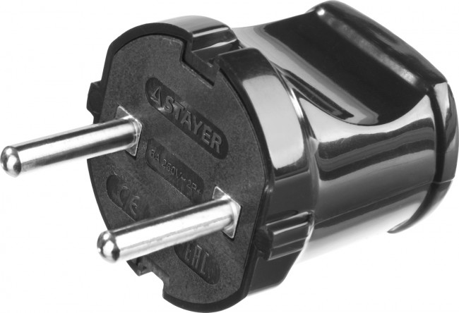 Вилка MAXElectro электрическая, 6А/220В, черная, STAYER,  ( 55150-B )