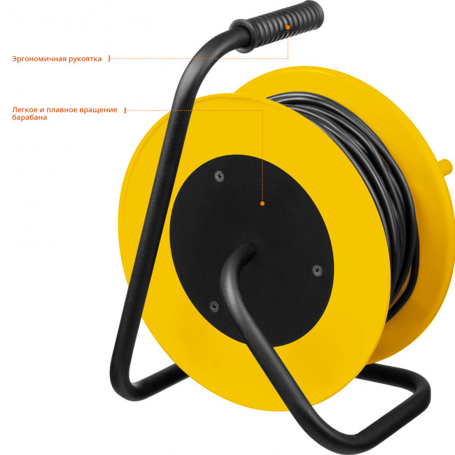 Удлинитель на катушке MS 315, 20 м, 3500 Вт, заземление, 4 гнезда, ПВС 3x1,5 кв мм, STAYER ( 55078-20 )