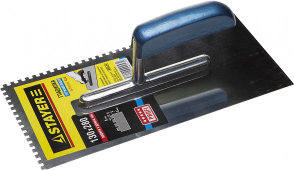 Гладилка STAYER "PROFI" нержавеющая с деревянной ручкой, зубчатая, 4х4мм,  ( 0802-04 ) Гладилка STAYER "PROFI" нержавеющая с деревянной ручкой, зубчатая, 4х4мм,  ( 0802-04 )