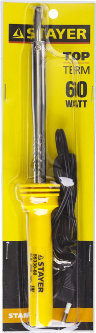 Паяльник STAYER "STANDARD" с пластмассовой рукояткой и долговечным жалом, 60 Вт, клин,  ( 55330-60 )