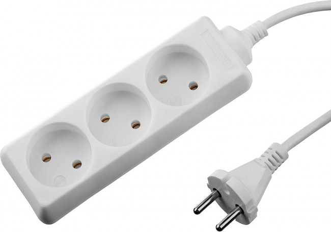 Удлинитель "TOPELECTRO" электрический, ПВС 2х1мм2, 3 гнезда, 3500 Вт, 1.5м, STAYER,  ( 55030-1.5 )
