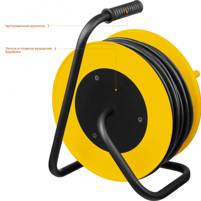 Удлинитель на катушке MS 315, 50 м, 3500 Вт, заземление, 4 гнезда, ПВС 3x1,5 кв мм, STAYER ( 55078-50 )