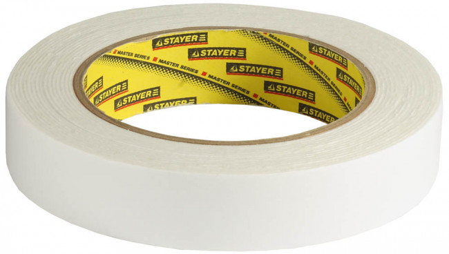 Двухсторонняя клейкая лента на вспененной основе, STAYER Professional 12231-25-05, белая, 25мм х 5м,  ( 12231-25-05 )