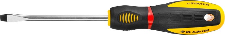 Отвертка STAYER "PROFI" "PROTech", двухкомп рукоятка, намагниченная, Cr-Mo, SL6,0x100мм  ,  ( 25131-06-10_z02 )