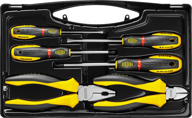 Набор слесарно-монтажного инструмента STAYER "PROFI" ULTRA: 4 отвертки, плоскогубцы и бокорезы, 6 предмета,  ( 2202-H6 )