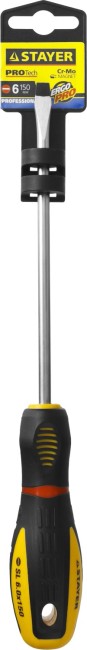 Отвертка STAYER "PROFI" "PROTech", двухкомп рукоятка, намагниченная, Cr-Mo, SL6,0x150мм  ,  ( 25131-06-15_z02 ) Отвертка STAYER "PROFI" "PROTech", двухкомп рукоятка, намагниченная, Cr-Mo, SL6,0x150мм  ,  ( 25131-06-15_z02 )