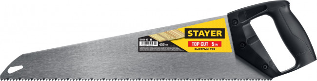 Ножовка ударопрочная (пила) "TopCut" 450 мм, 5 TPI, быстрый рез поперек волокон, для крупных и средних заготовок, STAYER ( 15061-45_z02 )