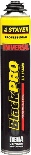 Пена "BlackPRO" профессиональная, монтажная, пистолетная, всесезонная, 750мл, STAYER,  ( 41135 )