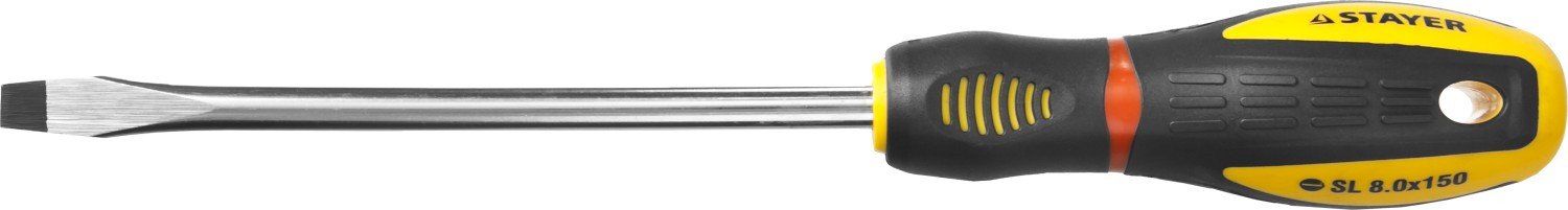 Отвертка STAYER "PROFI" "PROTech", двухкомп рукоятка, намагниченная, Cr-Mo, SL8,0x150мм  ,  ( 25131-08-15_z02 ) Отвертка STAYER "PROFI" "PROTech", двухкомп рукоятка, намагниченная, Cr-Mo, SL8,0x150мм  ,  ( 25131-08-15_z02 )