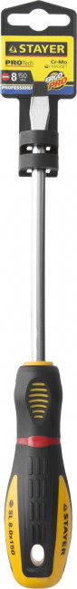 Отвертка STAYER "PROFI" "PROTech", двухкомп рукоятка, намагниченная, Cr-Mo, SL8,0x150мм  ,  ( 25131-08-15_z02 ) Отвертка STAYER "PROFI" "PROTech", двухкомп рукоятка, намагниченная, Cr-Mo, SL8,0x150мм  ,  ( 25131-08-15_z02 )