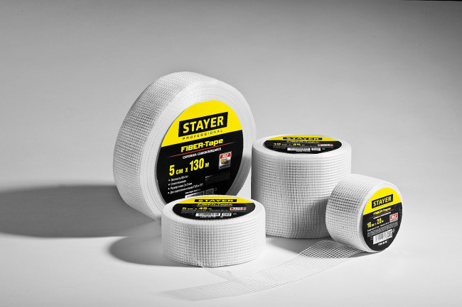 Серпянка самоклеящаяся FIBER-Tape, 5 см х 130м, STAYER Professional 1246-05-130,  ( 1246-05-130_z01 )