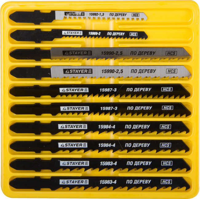 Набор STAYER "PROFI" Пилки "МАСТЕР №1" для эл/лобзика, по дереву, EU-хвост., 10шт ,  ( 15981-H10-1 ) Набор STAYER "PROFI" Пилки "МАСТЕР №1" для эл/лобзика, по дереву, EU-хвост., 10шт ,  ( 15981-H10-1 )
