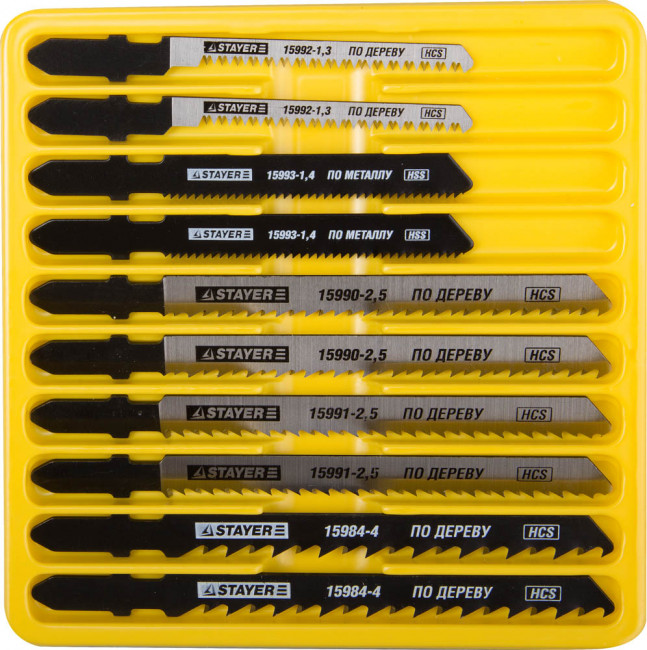 Набор STAYER "PROFI" Пилки "МАСТЕР №2" для эл/лобзика, по дереву и металлу, EU-хвост., 10шт  ,  ( 15981-H10-2 ) Набор STAYER "PROFI" Пилки "МАСТЕР №2" для эл/лобзика, по дереву и металлу, EU-хвост., 10шт  ,  ( 15981-H10-2 )