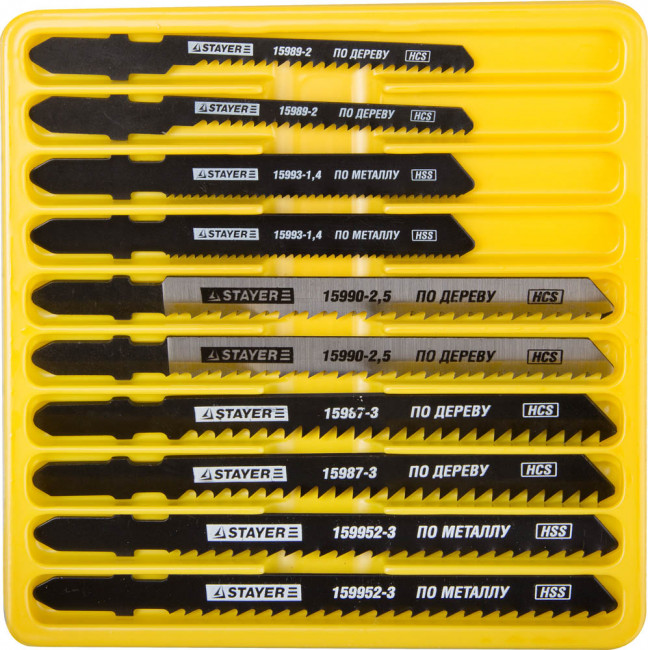Набор STAYER "PROFI" Пилки "МАСТЕР №3" для эл/лобзика, по дереву, мет. и пластику, EU-хвост.,10шт  ,  ( 15981-H10-3 ) Набор STAYER "PROFI" Пилки "МАСТЕР №3" для эл/лобзика, по дереву, мет. и пластику, EU-хвост.,10шт  ,  ( 15981-H10-3 )