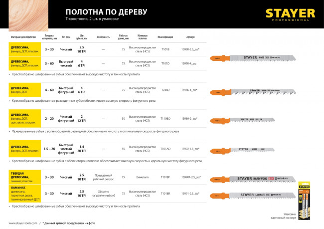 Полотна STAYER, T101AO, для эл/лобзика, HCS, по дереву, фанере, ламинату, фигур. рез, T-хвост., шаг 1,4мм, 50мм, 2шт,  ( 15992-1.3_z02 ) Полотна STAYER, T101AO, для эл/лобзика, HCS, по дереву, фанере, ламинату, фигур. рез, T-хвост., шаг 1,4мм, 50мм, 2шт,  ( 15992-1.3_z02 )