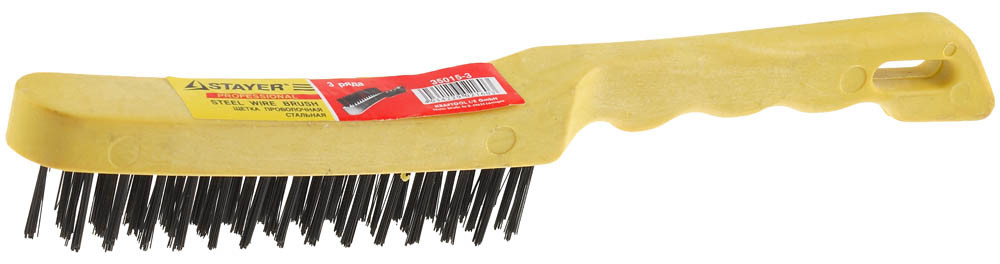 Щетка STAYER "MASTER" проволочная стальная с пластмассовой ручкой, 3 ряда,  ( 35015-3 )