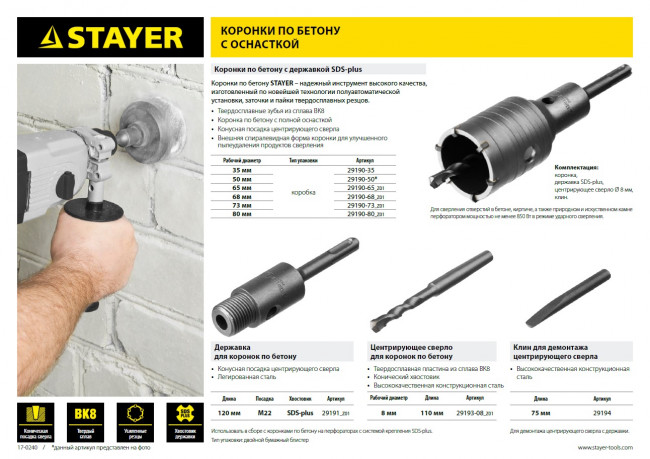 Клин ProHAMMER для демонтажа центрирующего сверла, STAYER,  ( 29194 )