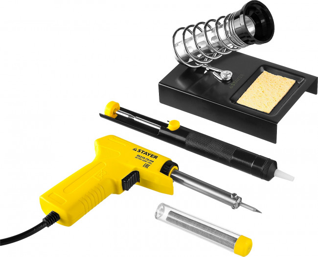 Набор для паяльных работ STAYER "PROFI" PROTerm, 55315-70-H4 паяльник 55307 + подставка + припой + шприц, 60 Вт,  ( 55315-70-H4 ) Набор для паяльных работ STAYER "PROFI" PROTerm, 55315-70-H4 паяльник 55307 + подставка + припой + шприц, 60 Вт,  ( 55315-70-H4 )