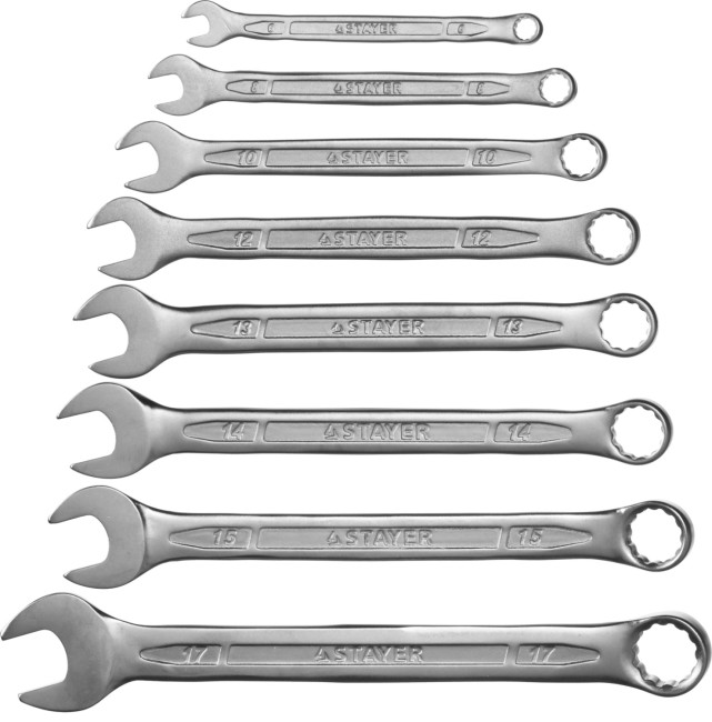 Набор комбинированных гаечных ключей 8 шт, 6 - 17 мм, STAYER, ( 27081-H8 ) Набор комбинированных гаечных ключей 8 шт, 6 - 17 мм, STAYER, ( 27081-H8 )