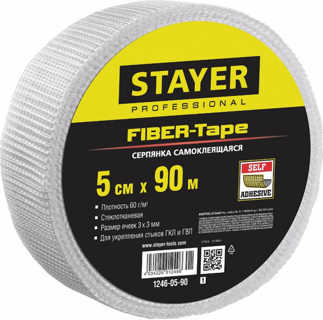 Серпянка самоклеящаяся FIBER-Tape, 5 см х 90м, STAYER Professional 1246-05-90,  ( 1246-05-90_z01 ) Серпянка самоклеящаяся FIBER-Tape, 5 см х 90м, STAYER Professional 1246-05-90,  ( 1246-05-90_z01 )