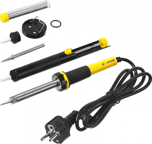 Набор для паяльных работ STAYER "PROFI" PROTerm, 55313-60-H6, паяльник 55300 + подставка + припой + жало сменное + шприц + насадка на жало, 60 Вт,  ( 55313-60-H6 ) Набор для паяльных работ STAYER "PROFI" PROTerm, 55313-60-H6, паяльник 55300 + подставка + припой + жало сменное + шприц + насадка на жало, 60 Вт,  ( 55313-60-H6 )