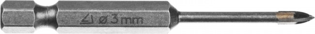 Сверло по кафелю, керамике, стеклу, с четырьмя режущими лезвиями, шестигранный хвостовик, 3 мм, STAYER "PROFESSIONAL" 2985-03,  ( 2985-03_z01 )