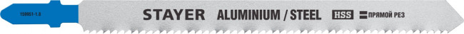 Полотна STAYER, T318B, для эл/лобзика, HSS, по металлу (2-6мм), T-хвост., шаг 1,8мм, 110мм, 2шт,  ( 159951-1.8_z02 )