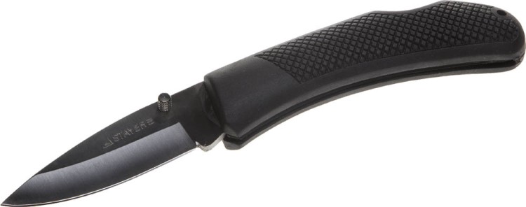 Нож STAYER складной с обрезиненной ручкой, большой,  ( 47600-2_z01 )