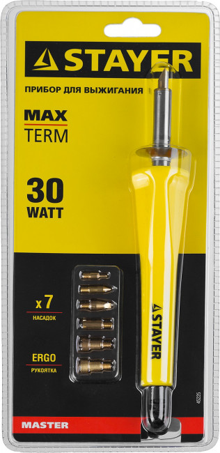Прибор STAYER "MASTER" для выжигания с набором насадок, 7шт,  ( 45225 )
