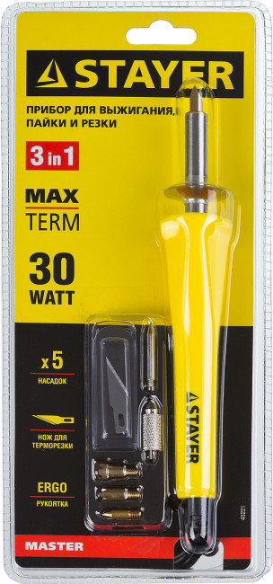 Прибор STAYER "MASTER" для выжигания, пайки, резки с набором насадок, 6шт,  ( 45221 )