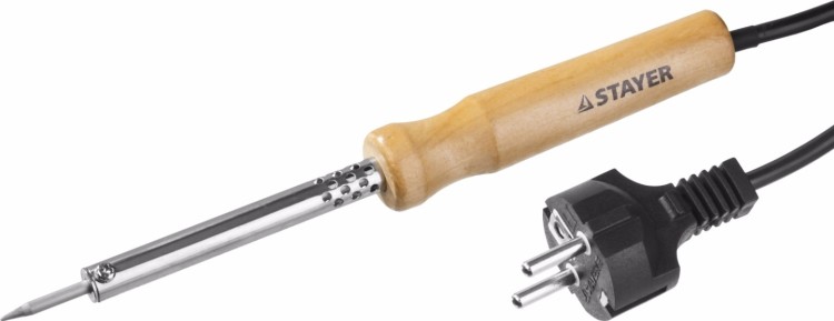 Паяльник с деревянной рукояткой и долговечным жалом, STAYER "MASTER" MAXTerm, 55310-40, 40 Вт, конус,  ( 55310-40 )