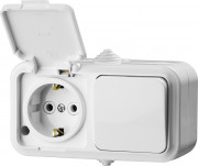 Блок STAYER "MASTER" "MAXIMA" розетка одноместная с заземлением и защитной крышкой, IP54, 16А, 220В, и выключатель одноклавишный, IP54, 10А, 220В,  ( 54311-W )