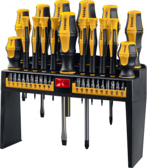 Набор STAYER "MASTER": Отвертки реверсивные с эргономичными ручками, с насадками, 37предм, в пластмассовом боксе,  ( 25312-H37 ) Набор STAYER "MASTER": Отвертки реверсивные с эргономичными ручками, с насадками, 37предм, в пластмассовом боксе,  ( 25312-H37 )