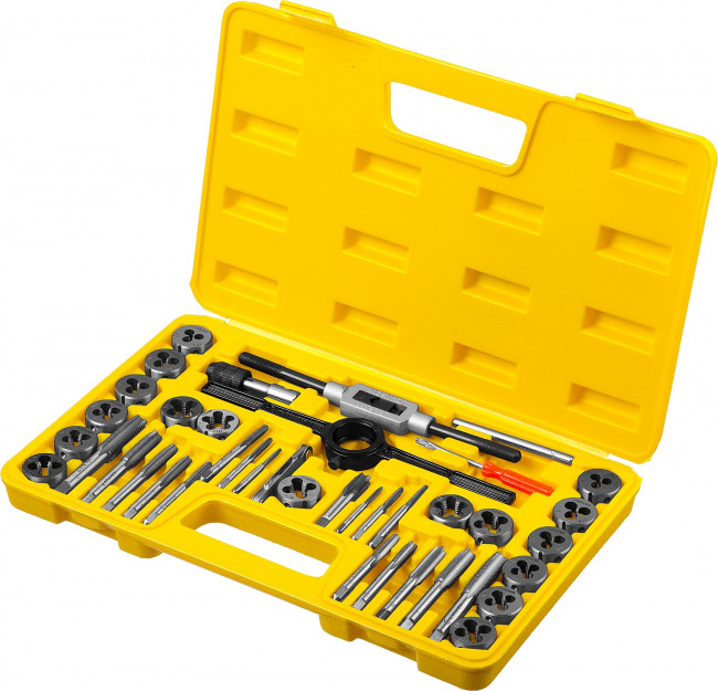 Набор метчиков и плашек STAYER "MASTER", плашки 17шт, метчики 17шт, метчикодерж. 2шт, плашкодерж. 1шт, резьбомер 1шт, отвертка 1шт, 40 предметов,  ( 2805-H40_z01 ) Набор метчиков и плашек STAYER "MASTER", плашки 17шт, метчики 17шт, метчикодерж. 2шт, плашкодерж. 1шт, резьбомер 1шт, отвертка 1шт, 40 предметов,  ( 2805-H40_z01 )