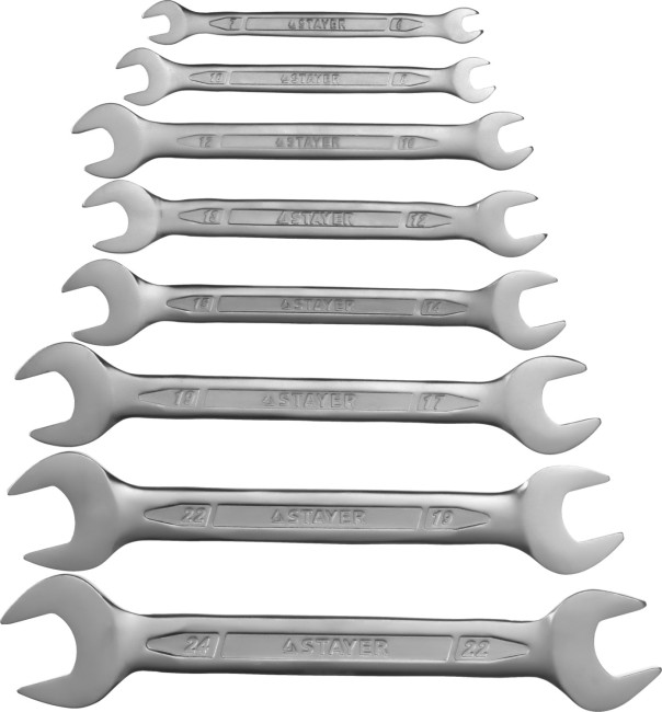 Набор рожковых гаечных ключей 8 шт, 6 - 24 мм, STAYER,  ( 27035-H8 ) Набор рожковых гаечных ключей 8 шт, 6 - 24 мм, STAYER,  ( 27035-H8 )
