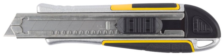 Нож STAYER "PROFI" обрезиненная рукоятка Super Grip,метал. корпус,автостоп,допфиксатор,кассета на 6 лезвий,18мм,  ( 09146 )
