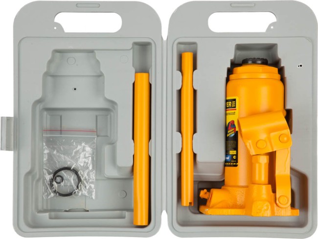 Домкрат STAYER "PROFI" гидравлический бутылочный, в кейсе, 8т, 200-385мм,  ( 43160-8-K )