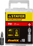 Биты STAYER "PROFESSIONAL" ProFix Phillips, тип хвостовика C 1/4", № 1, L=25мм, 10шт,  ( 26201-1-25-10_z01 ) Биты STAYER "PROFESSIONAL" ProFix Phillips, тип хвостовика C 1/4", № 1, L=25мм, 10шт,  ( 26201-1-25-10_z01 )