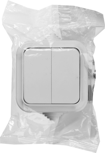 Выключатель STAYER "MASTER" "MAXIMA" двухклавишный, IP54, 6А, 220В,  ( 54302-W )