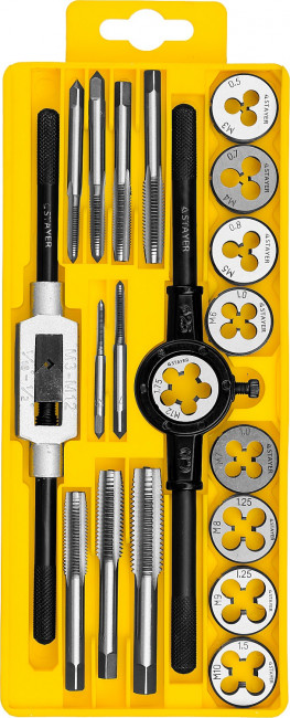 Набор метчиков и плашек STAYER "MASTER", метчикодержатель 1шт, плашкодержатель 1шт, метчики 9шт, плашки 9шт, 20 предметов,  ( 28012-H20 ) Набор метчиков и плашек STAYER "MASTER", метчикодержатель 1шт, плашкодержатель 1шт, метчики 9шт, плашки 9шт, 20 предметов,  ( 28012-H20 )