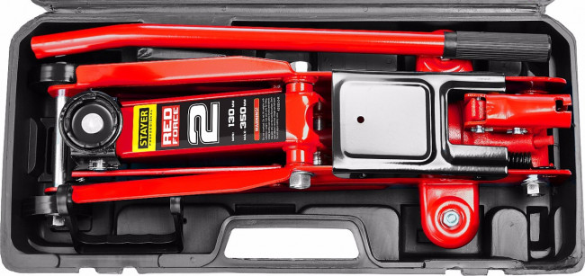 Домкрат гидравлический подкатной "RED FORCE", 2т, 130-350мм, в кейсе, STAYER 43153-2-K,  ( 43153-2-K ) Домкрат гидравлический подкатной "RED FORCE", 2т, 130-350мм, в кейсе, STAYER 43153-2-K,  ( 43153-2-K )